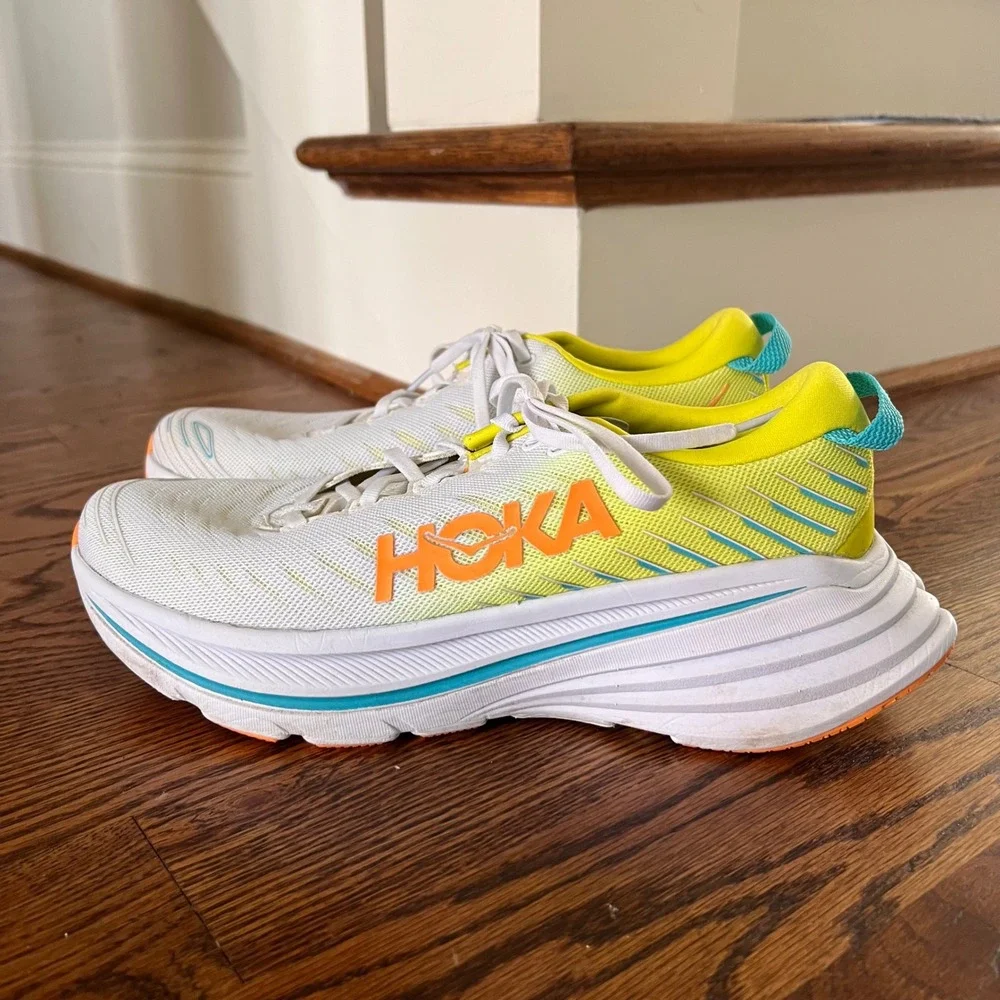Hoka Bondi 8 Mens Running Shoes White Evening Primrose Citrus 1123202-WCEP